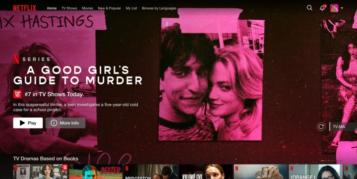 Screenshot of Netflix website.